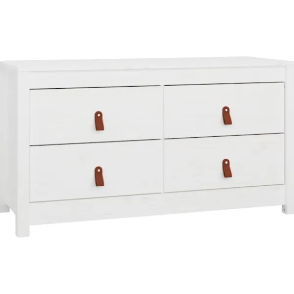 vidaXL Byråer>Sidoskåp vit 100x40x54 cm massiv furu