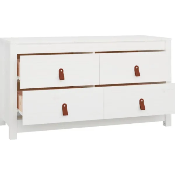 vidaXL Byråer>Sidoskåp vit 100x40x54 cm massiv furu