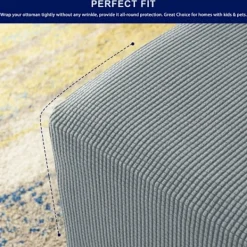 Sittpuffar>Silver, medium elastisk förvaringsfotpall avtagbar fotpall cov