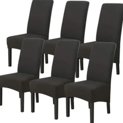 YIXI Stolar>Simplicity Home Bedroom Plus Hög Stretch Milk Silk Vattentät Stolsöverdrag - Svart, 6 st