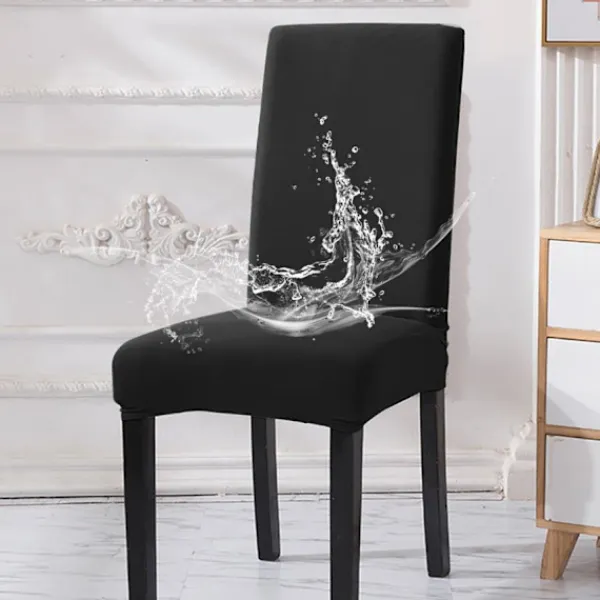 Stolar>Simplicity Home Bedroom Plus Hög Stretch Mjölksilke Vattentätt Stolsöverdrag - Svart, 6 st