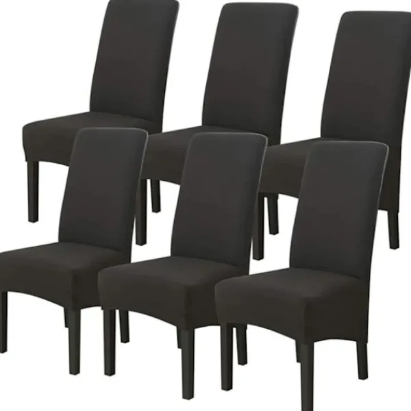 Stolar>Simplicity Home Sovrum Plus Högstretch Mjölksilke Vattentät Stolsöverdrag - Svart, 6-pack
