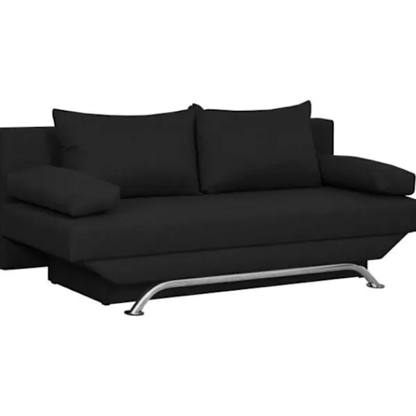 Soffor>3-sits konvertibel bänk med förvaringslåda - Svart tyg - L187 x D 91 x H 82 cm - TEIJO