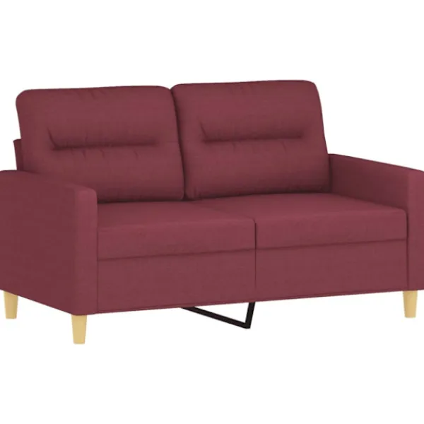 vidaXL Soffor>2-sits soffa med prydnadskuddar vinröd 120 cm tyg