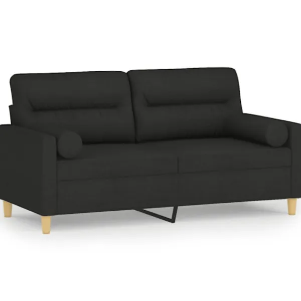 vidaXL Soffor>2-sits soffa med prydnadskuddar svart 140 cm tyg