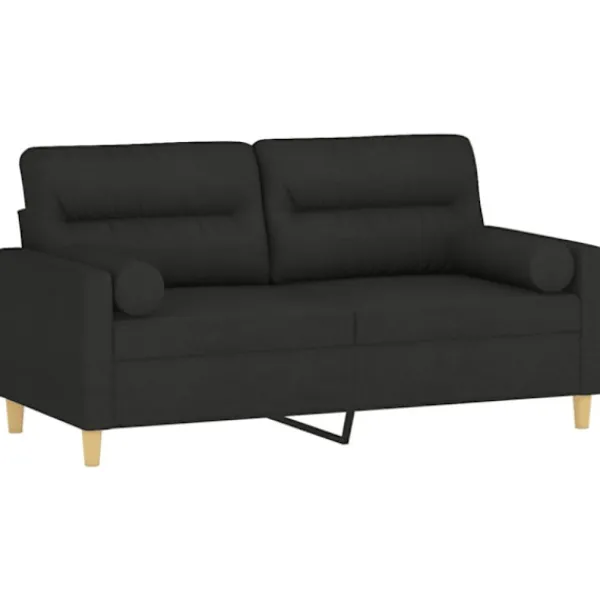 vidaXL Soffor>2-sits soffa med prydnadskuddar svart 140 cm tyg
