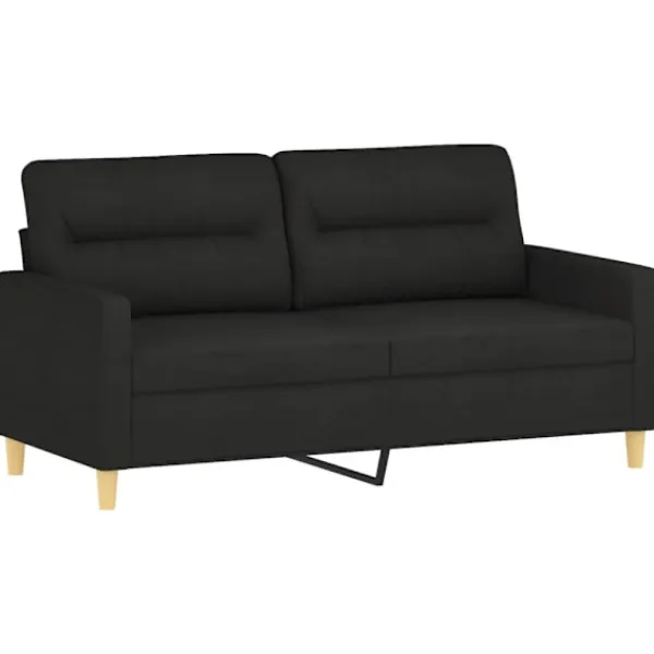 vidaXL Soffor>2-sits soffa med prydnadskuddar svart 140 cm tyg
