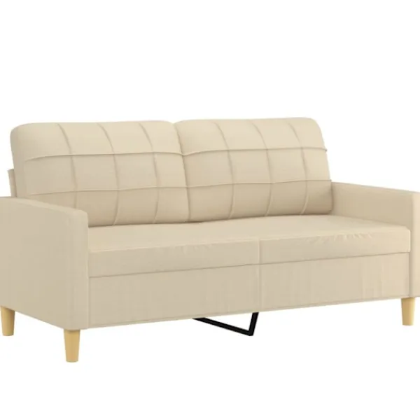 vidaXL Soffor>2-sits soffa med prydnadskuddar gräddvit 140 cm tyg