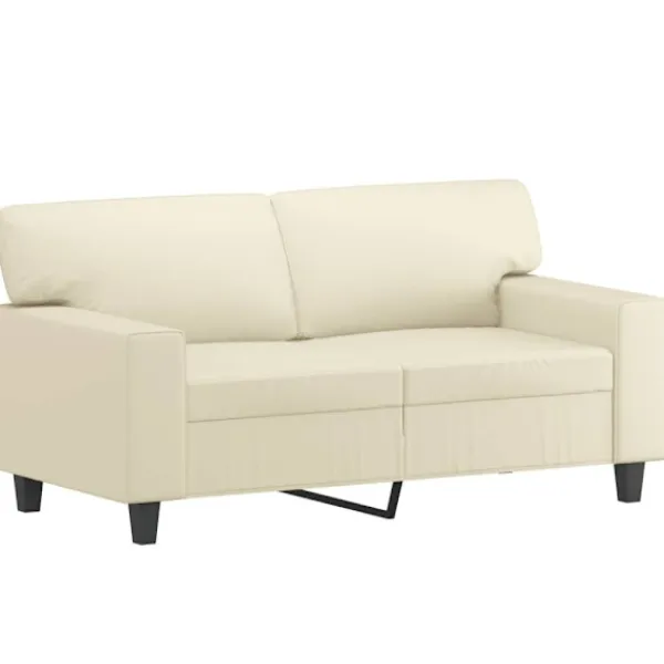 vidaXL Soffor>2-sits soffa med prydnadskuddar gräddvit 120 cm konstläder