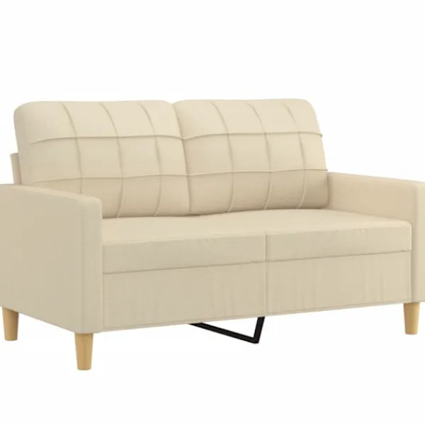 vidaXL Soffor>2-sits soffa med prydnadskuddar gräddvit 120 cm tyg