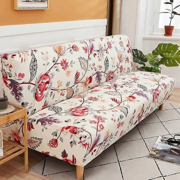 Soffor>3-sits Sofföverdrag Stretch Ärmlös Sofföverdrag Elastiskt Fällbart Bäddsofföverdrag 190*210cm