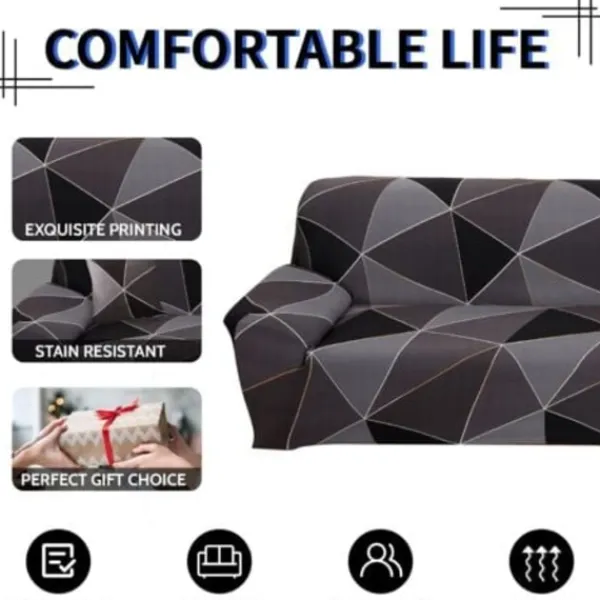 Soffor>(3-sits, Svart Fyrkant) 3-sits Soffa Överdrag Stretch Soffa Överdrag med Armstöd med Kuddfodral Universell Halkskydd Elastisk Soffa Överdrag Soffa Överdrag | Fyndiq