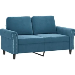 vidaXL Soffor>2-sitssoffa blå 120 cm sammet