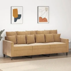 vidaXL Soffor>3-sitssoffa brun 180 cm sammet
