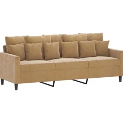 vidaXL Soffor>3-sitssoffa brun 180 cm sammet