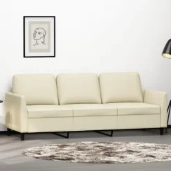 vidaXL Soffor>3-sitssoffa gräddvit 180 cm konstläder