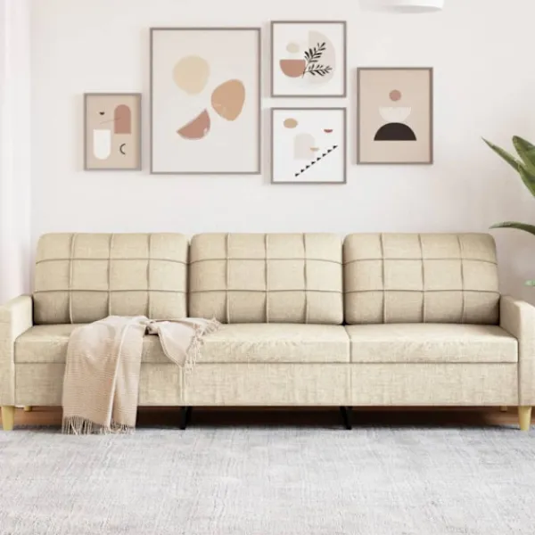 vidaXL Soffor>3-sitssoffa gräddvit 210 cm tyg