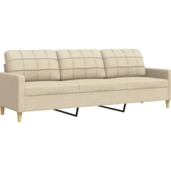 vidaXL Soffor>3-sitssoffa gräddvit 210 cm tyg
