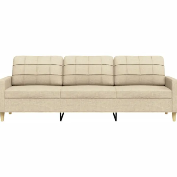 vidaXL Soffor>3-sitssoffa gräddvit 210 cm tyg