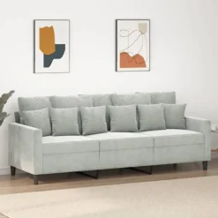 vidaXL Soffor>3-sitssoffa ljusgrå 180 cm sammet