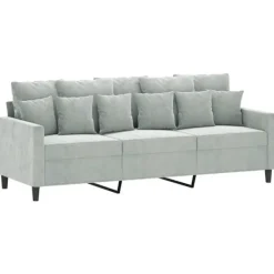 vidaXL Soffor>3-sitssoffa ljusgrå 180 cm sammet
