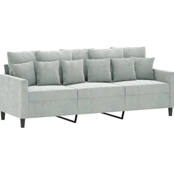 vidaXL Soffor>3-sitssoffa ljusgrå 180 cm sammet