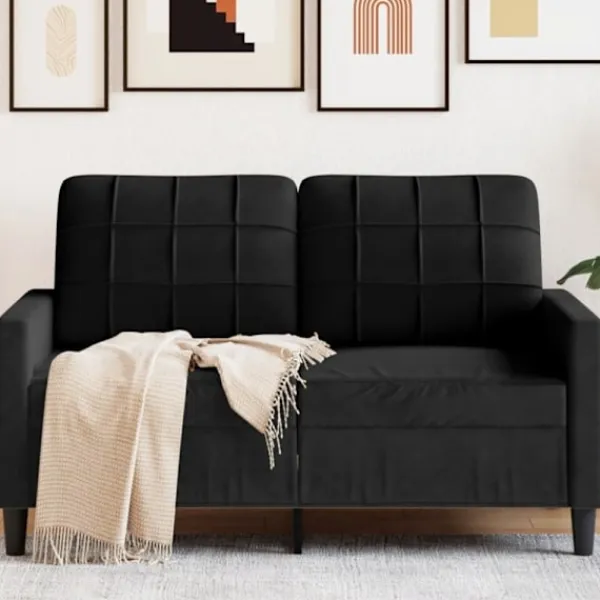 vidaXL Soffor>2-sitssoffa ljusgrå Svart 120 cm sammet