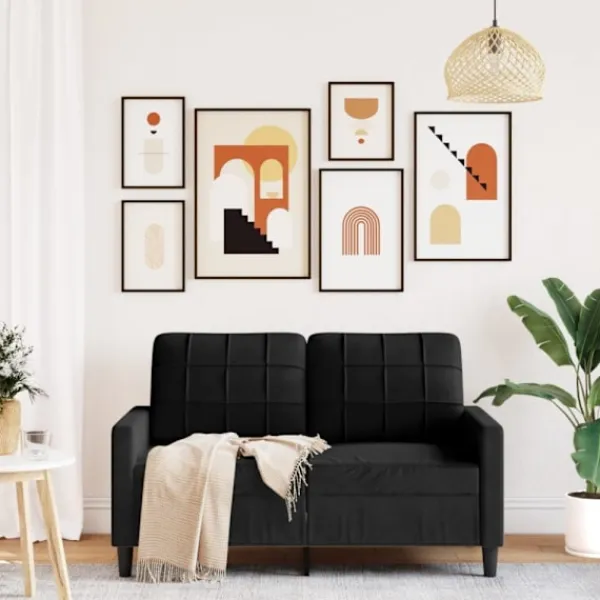 vidaXL Soffor>2-sitssoffa ljusgrå Svart 120 cm sammet