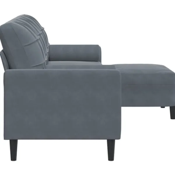 vidaXL Soffor>3-sitssoffa med fotpall Mörkgrå 210 cm sammet