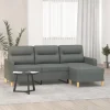 vidaXL Soffor>3-sitssoffa med fotpall Mörkgrå 180 cm tyg