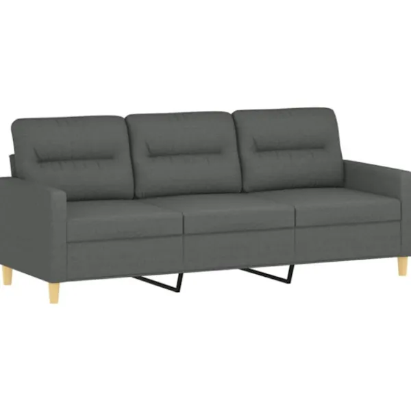 vidaXL Soffor>3-sitssoffa med fotpall Mörkgrå 180 cm tyg