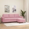 vidaXL Soffor>3-sitssoffa med fotpall rosa 180 cm sammet