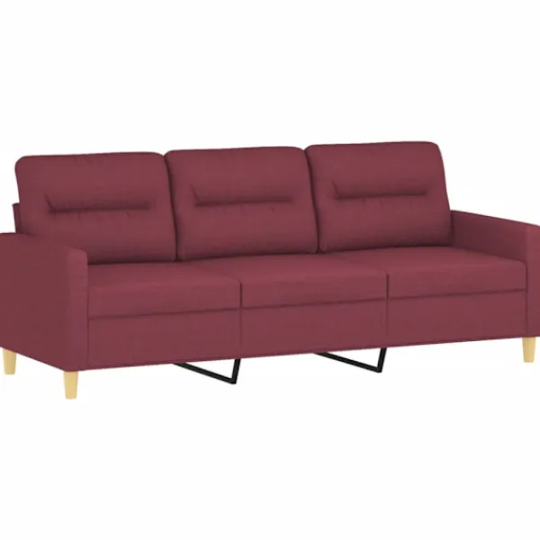 vidaXL Soffor>3-sitssoffa med fotstöd vinröd 180 cm tyg