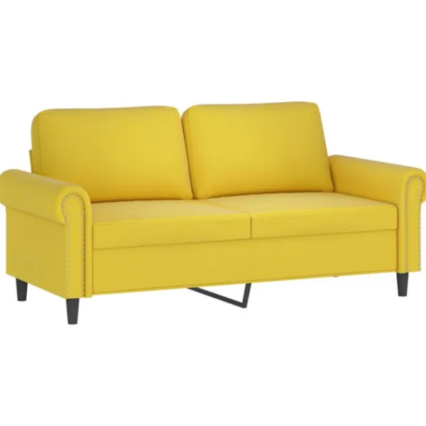 vidaXL Soffor>2-sitssoffa med prydnadskuddar gul 140 cm sammet