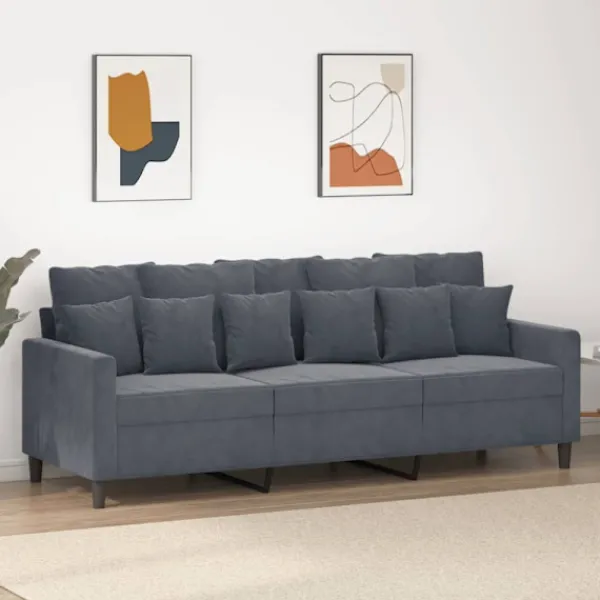 vidaXL Soffor>3-sitssoffa mörkgrå 180 cm sammet