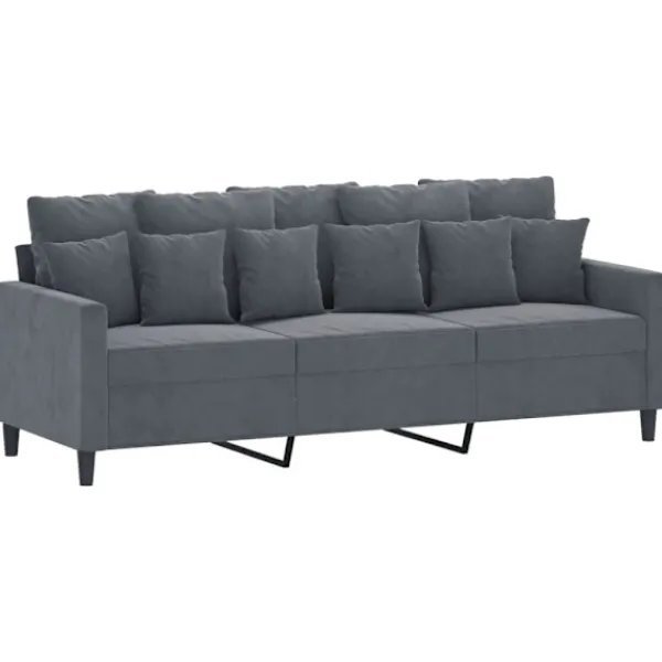 vidaXL Soffor>3-sitssoffa mörkgrå 180 cm sammet