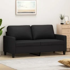 vidaXL Soffor>2-sitssoffa svart 140 cm konstläder