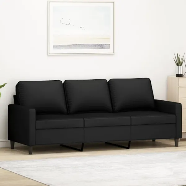vidaXL Soffor>3-sitssoffa svart 180 cm sammet