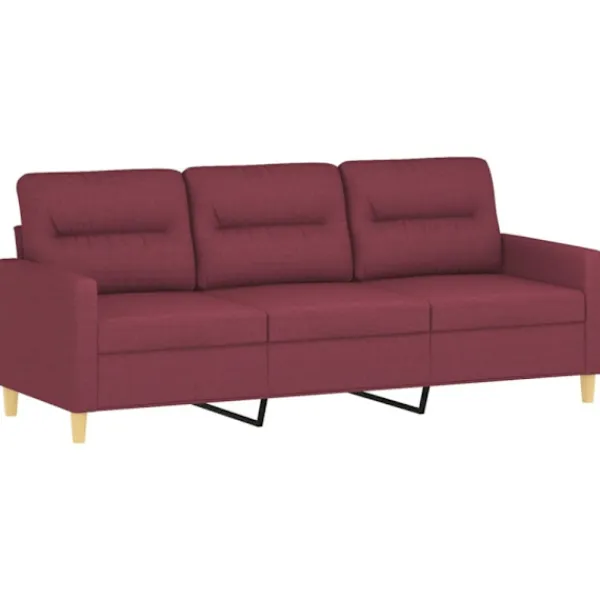 vidaXL Soffor>3-sitssoffa vinröd 180 cm tyg