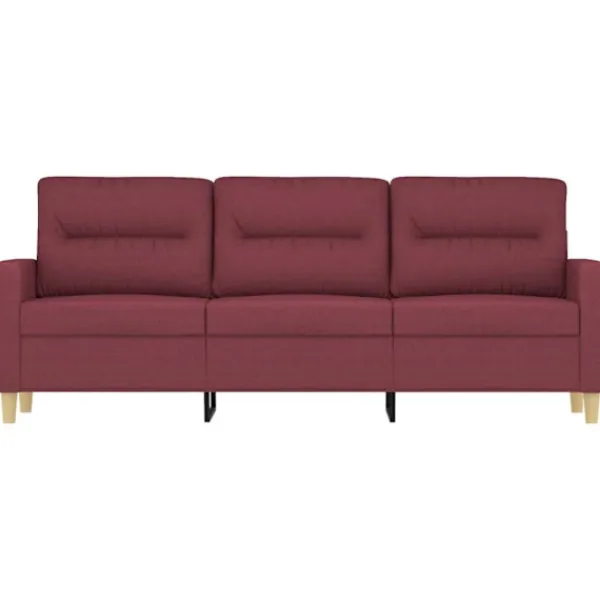 vidaXL Soffor>3-sitssoffa vinröd 180 cm tyg
