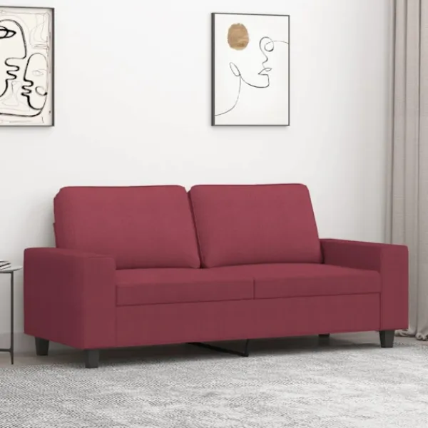 vidaXL Soffor>2-sitssoffa vinröd 140 cm tyg