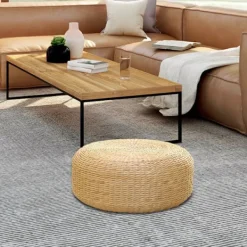 Sittpuffar>Sittdyna i japansk stil, handgjord meditationskudde, rustik tatami-sittdyna för kontor, 40 cm diameter