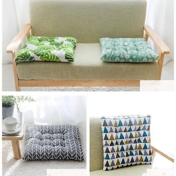 Sittpuffar>Sittdyna, set med 2 dynor, sittdyna, sittdyna 40x40 cm, trädgårdsdyna (gul schackruta, rund)