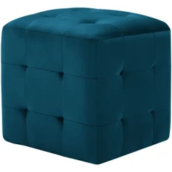 vidaXL Sittpuffar>Sittpuff 2 st blå 30x30x30 cm sammetstyg