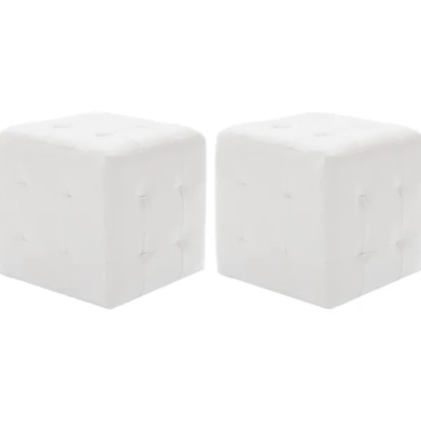 vidaXL Sittpuffar>Sittpuff 2 st vit 30x30x30 cm konstläder