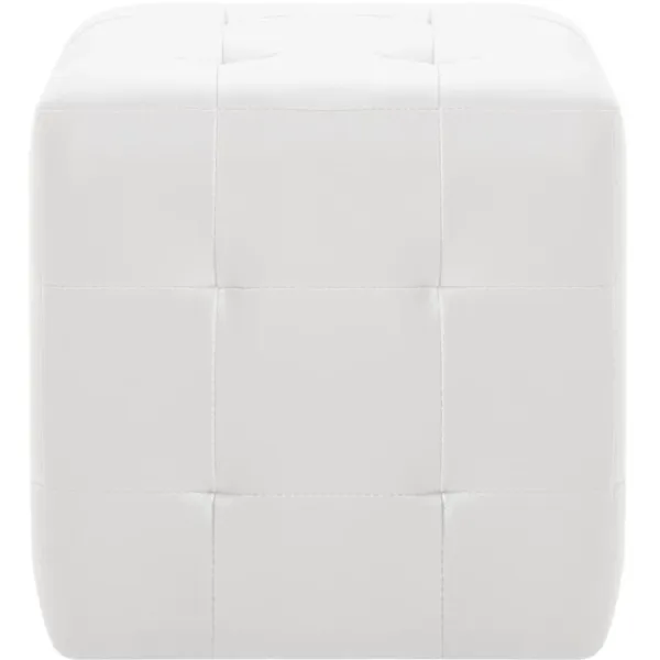 vidaXL Sittpuffar>Sittpuff 2 st vit 30x30x30 cm konstläder