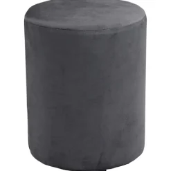 Sittpuffar>Sittpuff i grå sammet, 28 cm i diameter