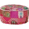 vidaXL Sittpuffar>Sittpuff med lappmönster rund bomull handgjord 40x20 cm rosa