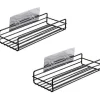 Hyllor>Självhäftande Badrumshylla Väggmonterad Ingen Borrning Stark Duschhylla Köks Hylla Förvaringsorganisatör (2-pack, Svart)