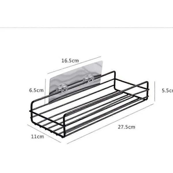 Hyllor>Självhäftande Badrumshylla Väggmonterad Ingen Borrning Stark Duschhylla Köks Hylla Förvaringsorganisatör (2-pack, Svart)
